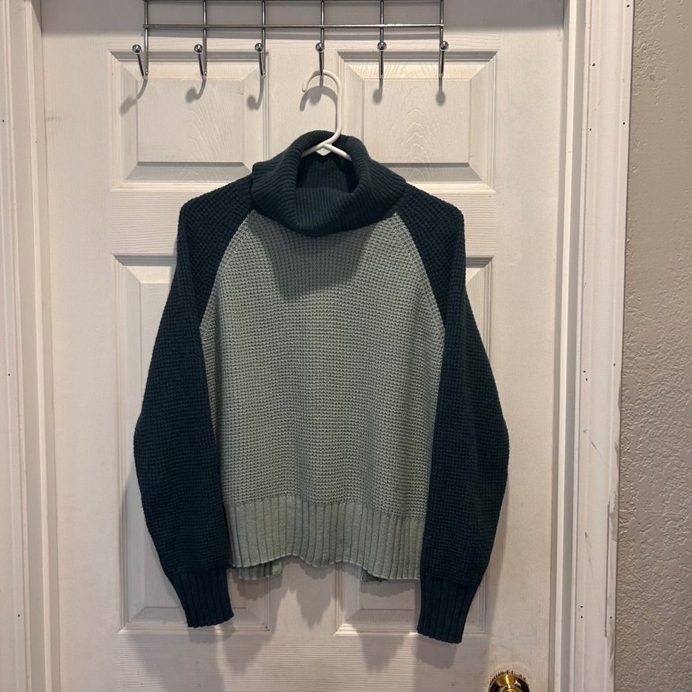Madewell Merino Wool Cotton Waffle Knit Crossover Back‎ Turtleneck Sweater Large